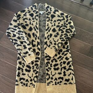 BP Leopard Print Cardigan - Black and Tan